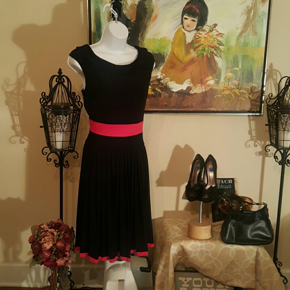Evan Picone Red and Black Dress